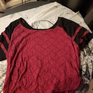 Torrid red lace and black sleeve size 2